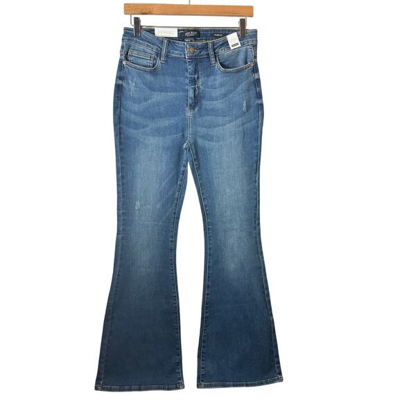 NWT Judy Blue Jeans Flare High Rise Women’s Size 9 Boho Hippie Stretch Dark Wash - Picture 1 of 14